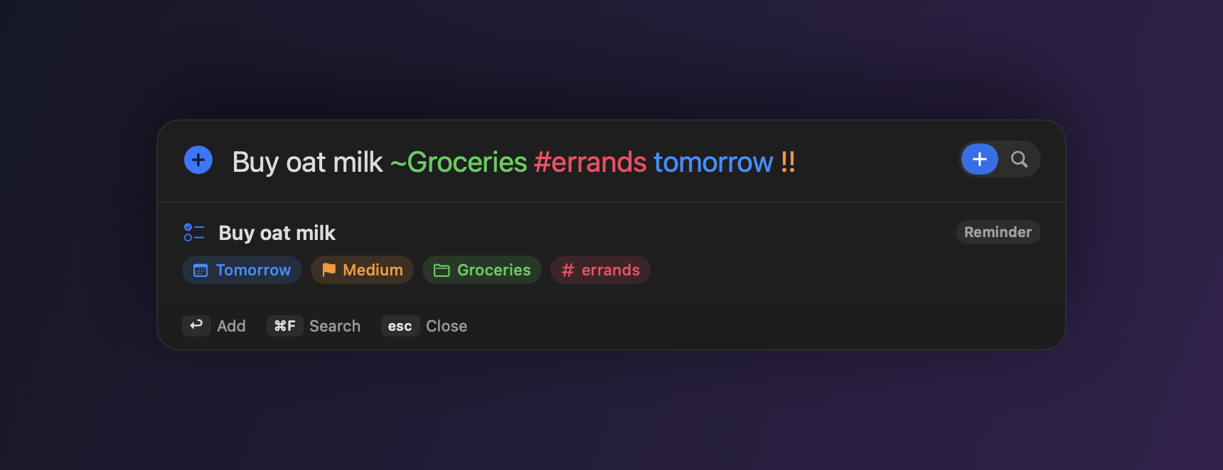 Adding a reminder
